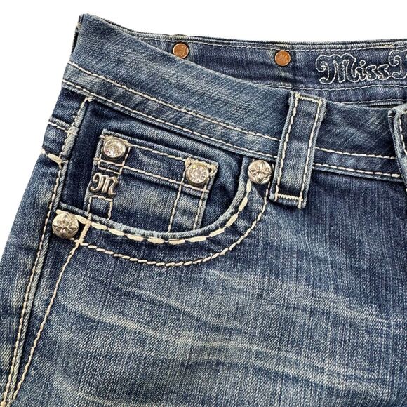 Miss Me Jeans Size 25 Signature Low Rise Slim Boot Flap Pocket Rhinestones - Picture 8 of 16